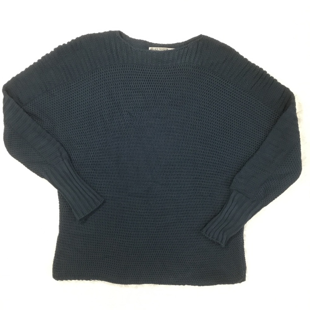 AQE Fashion Boatneck Open Knit Sweater Blue XL